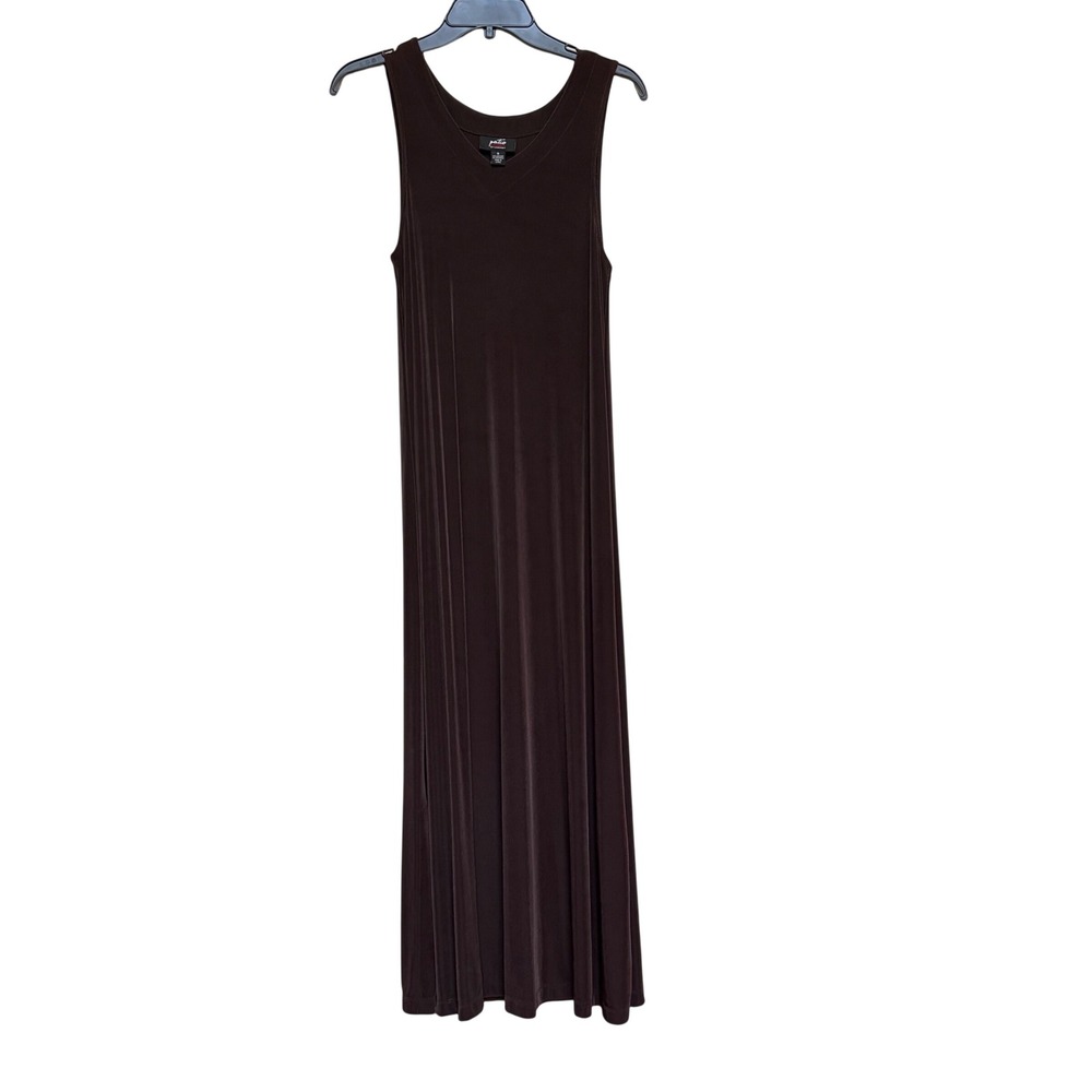 Patio‎ Casuals Cabernet Brown Sleeveless V-Neck Slinky Maxi Dress Small Resort